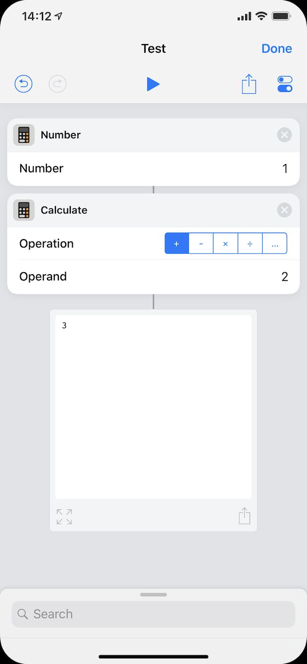 The generated Shortcut, successfully imported into the Shortcuts app